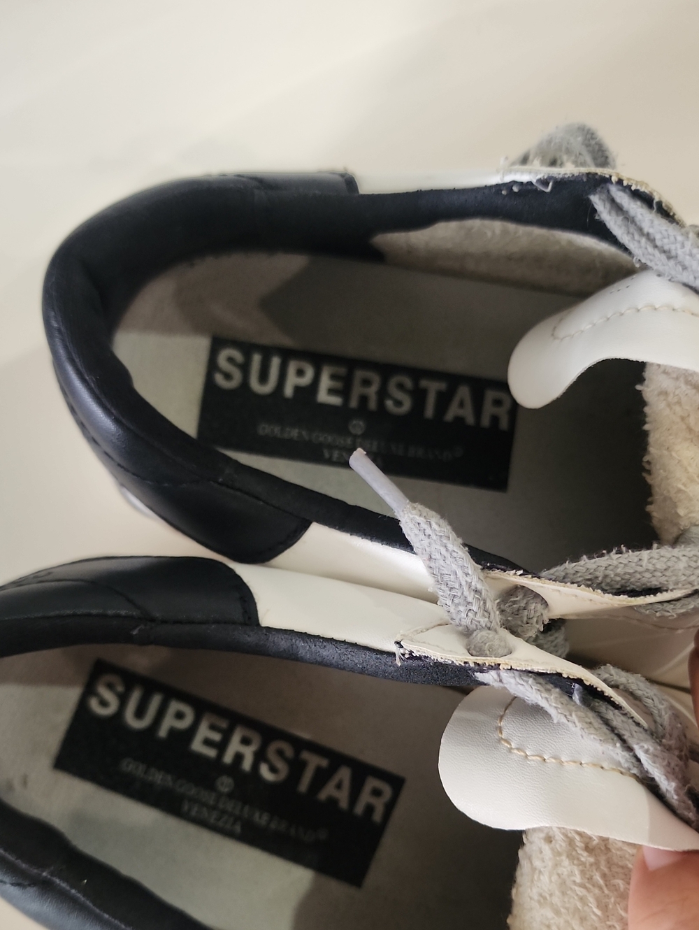 Golden Goose White Leather Sneakers with Gray Star Accent - Picture 5 of 15